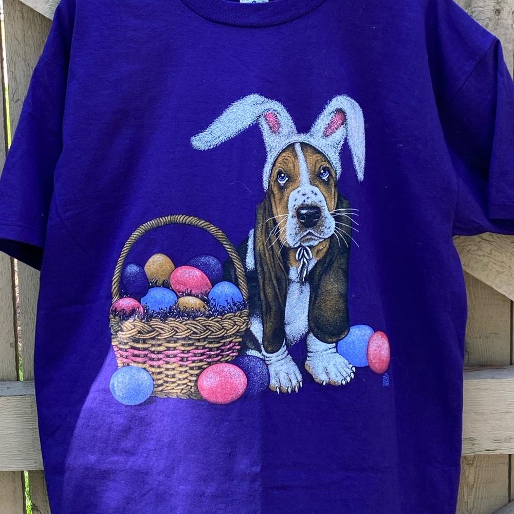 Vintage 1995 Easter Egg Dog Tee Shirt